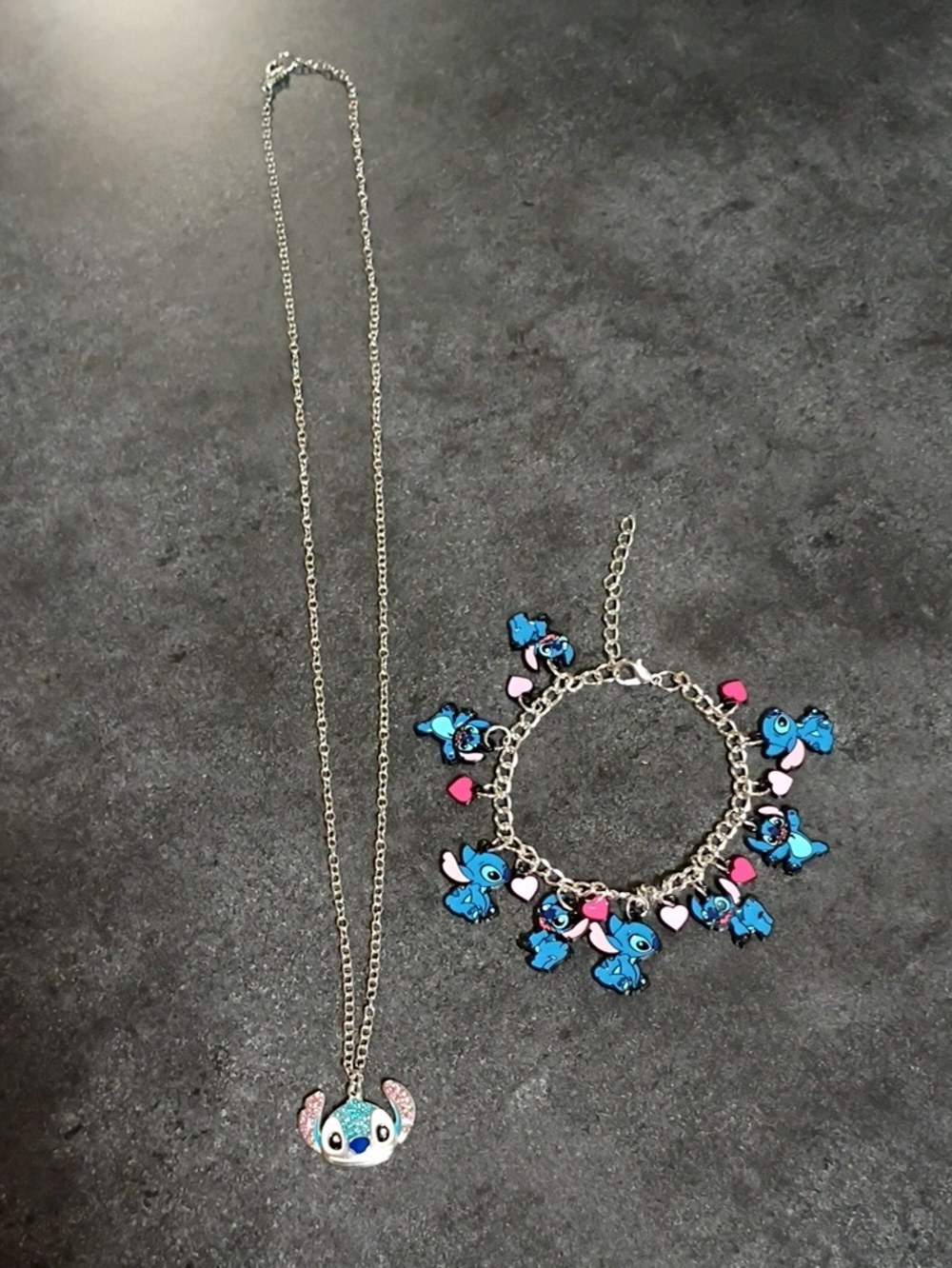 Stitch Charm Necklace and Bracelet Set